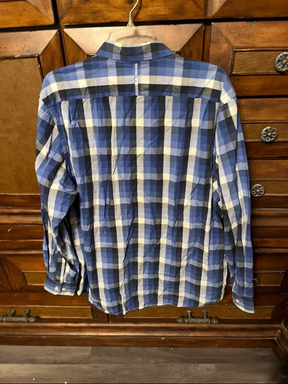 Banana Republic Men’s XL Soft Wash Shirt Blue Plaid Long Sleeve Button Down
